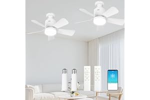 LANMEL 2 Pack of Ceiling Fan with Light Socket,17.7-Inch Light Fan,3-Color LED Ceiling Fan with Light and Remote Control,E26/
