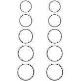 Dyknasz 10PCS 16G Surgical Steel Hinged Clicker Segment Septum Lip Ring Hoop Cartilage Tragus Helix Conch Sleeper Earrings Piercing Jewelry for Women Men 6mm 7mm 8mm 9mm 10mm