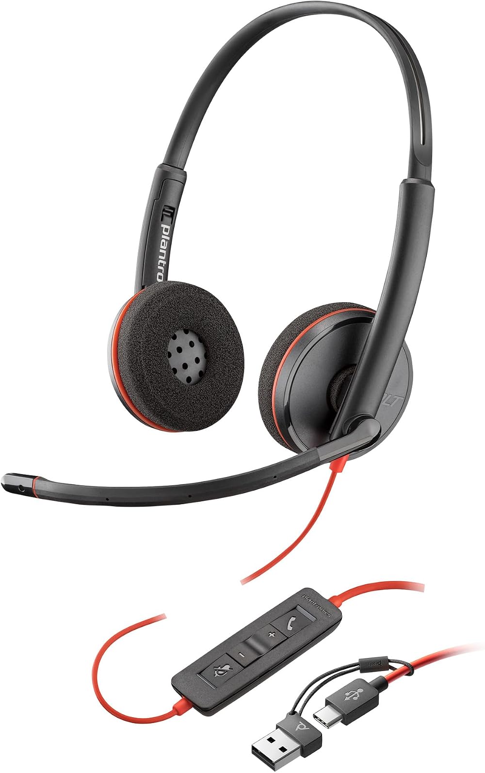Poly HP Poly Blackwire 3220 Wired Headset USB-C USB-A Adapter Over-Ear