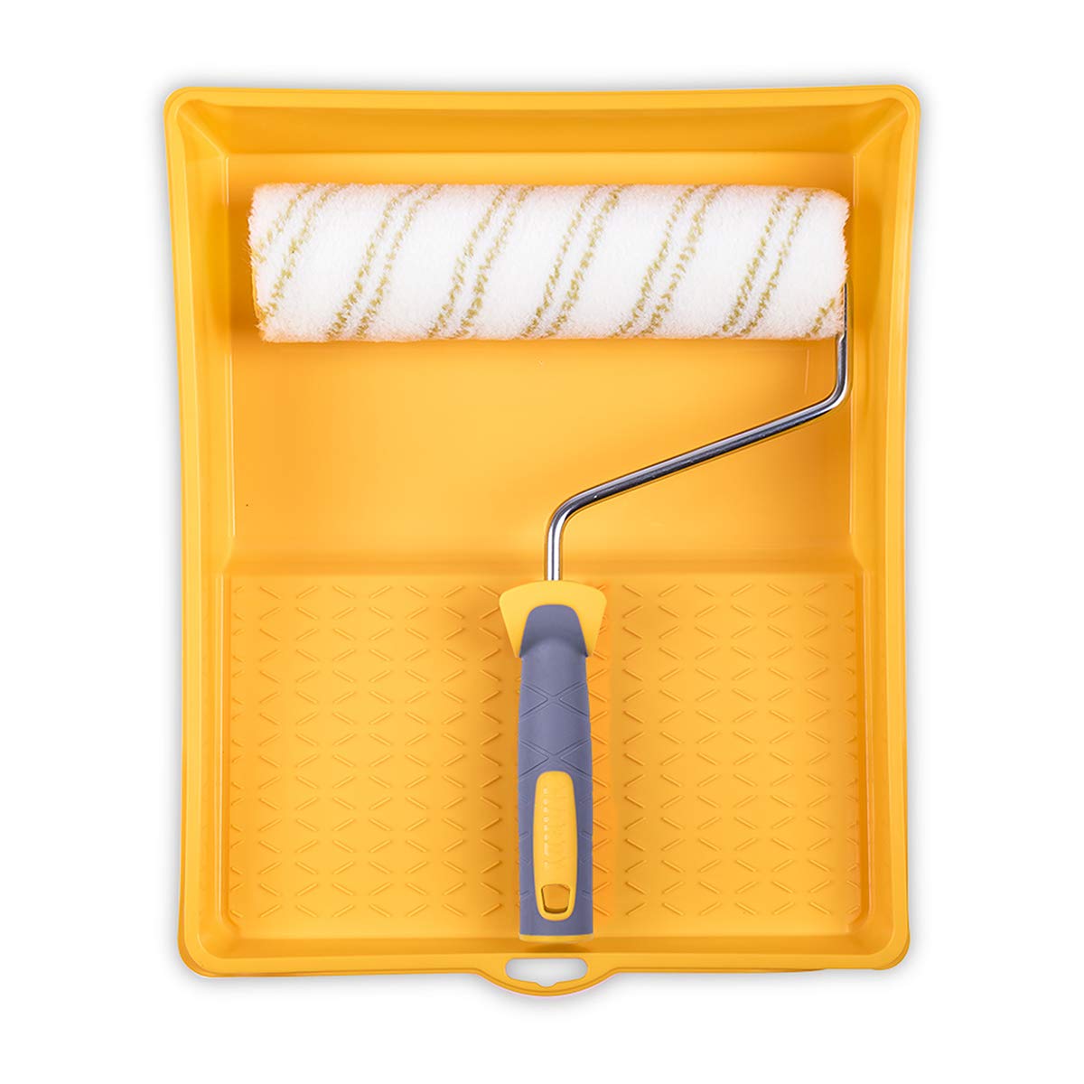 HARDY WORKING TOOLS Maxprofi A0180-513000 Paint Roller 12 25 cm Mi 48 mm with 2K Handle and Cuvette, Yellow, 1 Litre