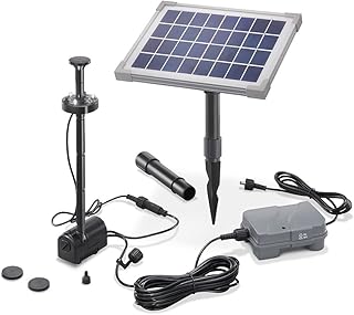 Solar Teichpumpe 5 Watt Solarmodul 160 l/h Förderleistung mit Akku und LED Beleuchtung 50 cm Förderhöhe esotec pro Komplettset Gartenteich, 101920
