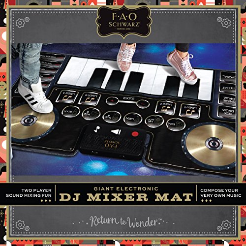 FAO Schwarz Giant Electronic Dance Mat DJ Mixer with Piano Keyboard & Turntable Scratch Pads, Includes Built-in Soundtracks & Vocal & Percussion Sound Effects for Composing & Recording Your Own Music