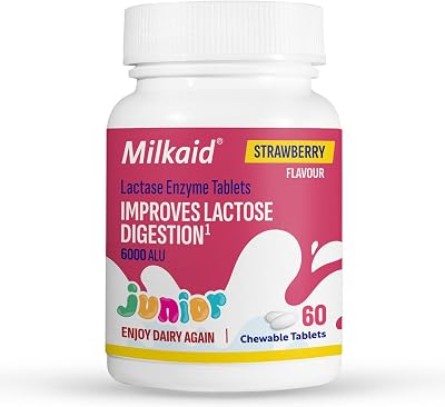 Milkaid Junior Lactase Enzyme Chewable Tablets 60 Count Strawberry
