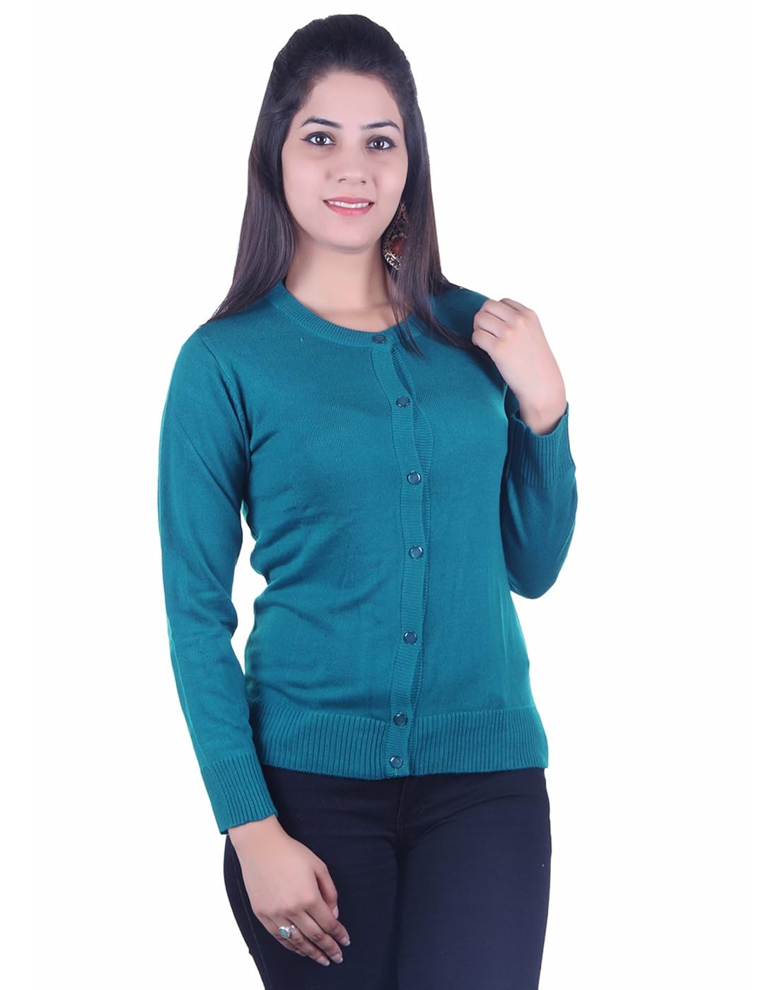 ogarti women's wool cardigan (902firozib _green_ free size)