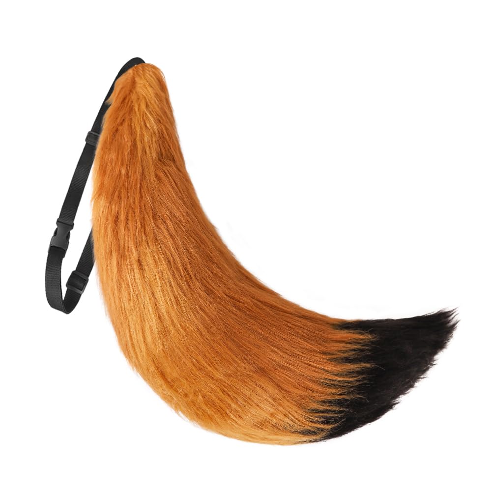 XINCHIA Faux Fur Fox Cat Large Long Tail Kit Fluffy Wolf Fox Cosplay Costume Long Tail Kit Animal Dress Up Fancy Dress Accessories Halloween Role Play Party Costume for Adults