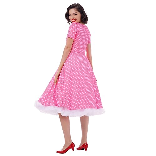 Women Vintage 50s 1950s Dress Square Neck A-line Polka Dot
