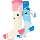 findway Kids Ski Socks, 2 Pairs Knee-high Warm Thermal Winter Snowboard Socks for Girls Boys Toddler