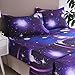 YOU SA Moon and Stars Print Bed Sheet Set 3D Blue Galaxy Bedding Collections (Full,01)
