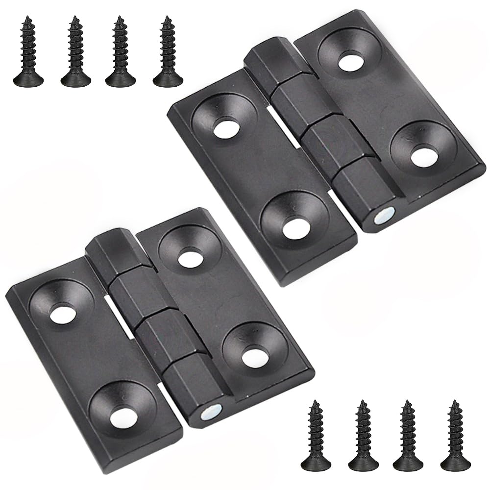 LATRAT 2 x Metal Hinge, 50 x 50 mm, Hinge, Screw-On Hinge for Garden, Boat or Mechanical Engineering, Black