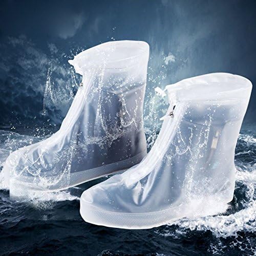 Shoe Covers Waterproof Rain Shoes Cover Anti-Slip Overshoes Boots Protectors shoe Size XL White