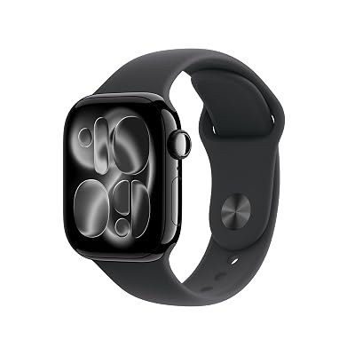 Apple Watch Series 11 [GPS 42mm] Smartwatch with Jet Black Aluminum Case with Black Sport Band - S/M. Sleep Score, Fitness Tracker, Health Monitoring, Always-On Display, Water Resistant