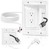 Naerza in Wall Cable Management Kit with Recessed Tv Outlet Box-Two-Hole Socket, 9ft Cord,Tv Cable Hider Wall Kit Hider Box Fits All Plugs, Easy, Safe Cable Management