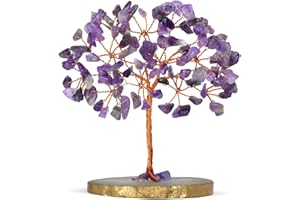 YATSKIA Amethyst Crystals - Gemstone Tree - Crystal Quartz Tree - Purple Decor - Home Office Decor - Good Luck Money Tree - Office Desk Decor - Gemstones and Crystals - Housewarming Gift