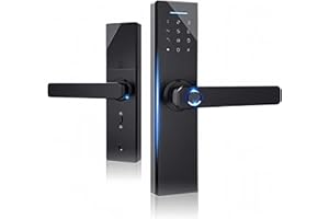 DIOCHE Fingerprint and Touchscreen Smart Lock, 4-in-1Home Security Smart Lock, Biometric Fingerprint Lock, Anti-Peeping Intelligent Security Smart Door Lock, Match Home Aesthetics (Black)