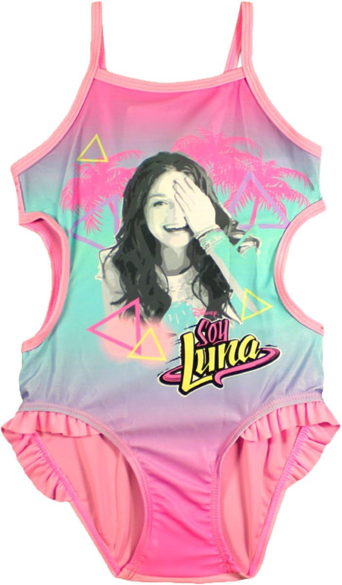 SOY LUNA Disney Girls Swimming Costume/Swimwear (10 Years (140 cm), Pink)