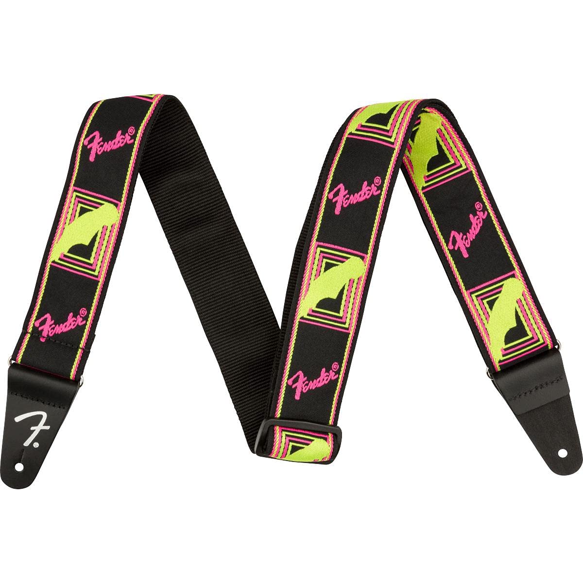 Fender® Neon Monogram Strap, Yellow/Pink