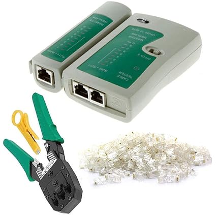 Lorsoul 4 Piezas de Red Cable Tester Detector Herramienta Que Prensa Establece Conector RJ45 Plug Pelacables