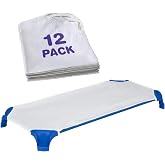 Sprogs Standard Size Daycare Sheets, Soft Fitted Cot Sheets for Preschool and Daycare, Pack of 12, White