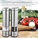 Salt and Pepper Grinder Set - Electric Shakers with Automatic Light Plus Ceramic Rotor and Stainless Steel Body - Adjustable from Coarse to Fine - One-Handed Operation - Stand Included