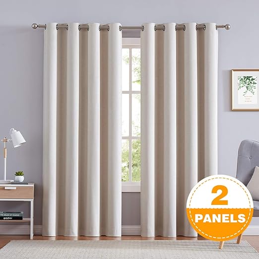 Amazon Com Natwin Chevron Beige Curtains 96 Long For Living Room