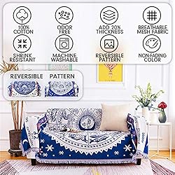 MayNest Boho Woven Throw Blanket Reversible Cotton