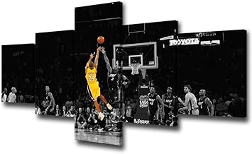 Amazon Com Black And Yellow Background Match Wall Art Painting Basketball Player Kobe Bryant Of Lakers At Staples Center In Los Angeles Pictures Print On Canvas For Home Decoration Ready To Hang 50 W