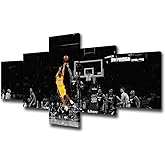 Black and Yellow Background Match Wall Art Painting Basketball Player Kobe Bryant of Lakers at Staples Center in Los Angeles Pictures Print On Canvas for Home Decoration Ready to Hang -50"W x 24"H