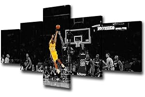 TUMOVO Black and Yellow Background Match Wall Art Painting Basketball Player Kobe Bryant of Lakers at Staples Center in Los Angeles Pictures Print On Canvas for Home Decoration Ready to Hang -50"W x 24"H