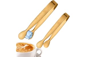 2 Pack Ice Tongs, Stainless Steel Sugar Cube Tongs, 4.3 Inch Min-i Metal Cocktail Tong, Serving Tongs Appetizers Tongs for De
