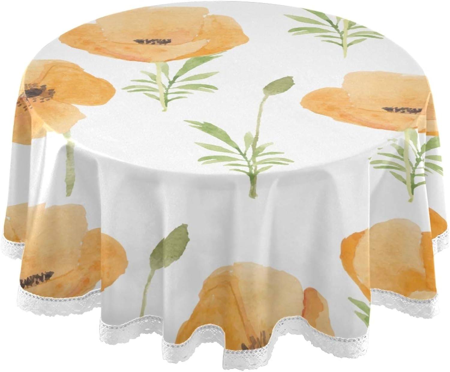Round Table Cloth Flowers Pretty Pattern 60 Inch Table