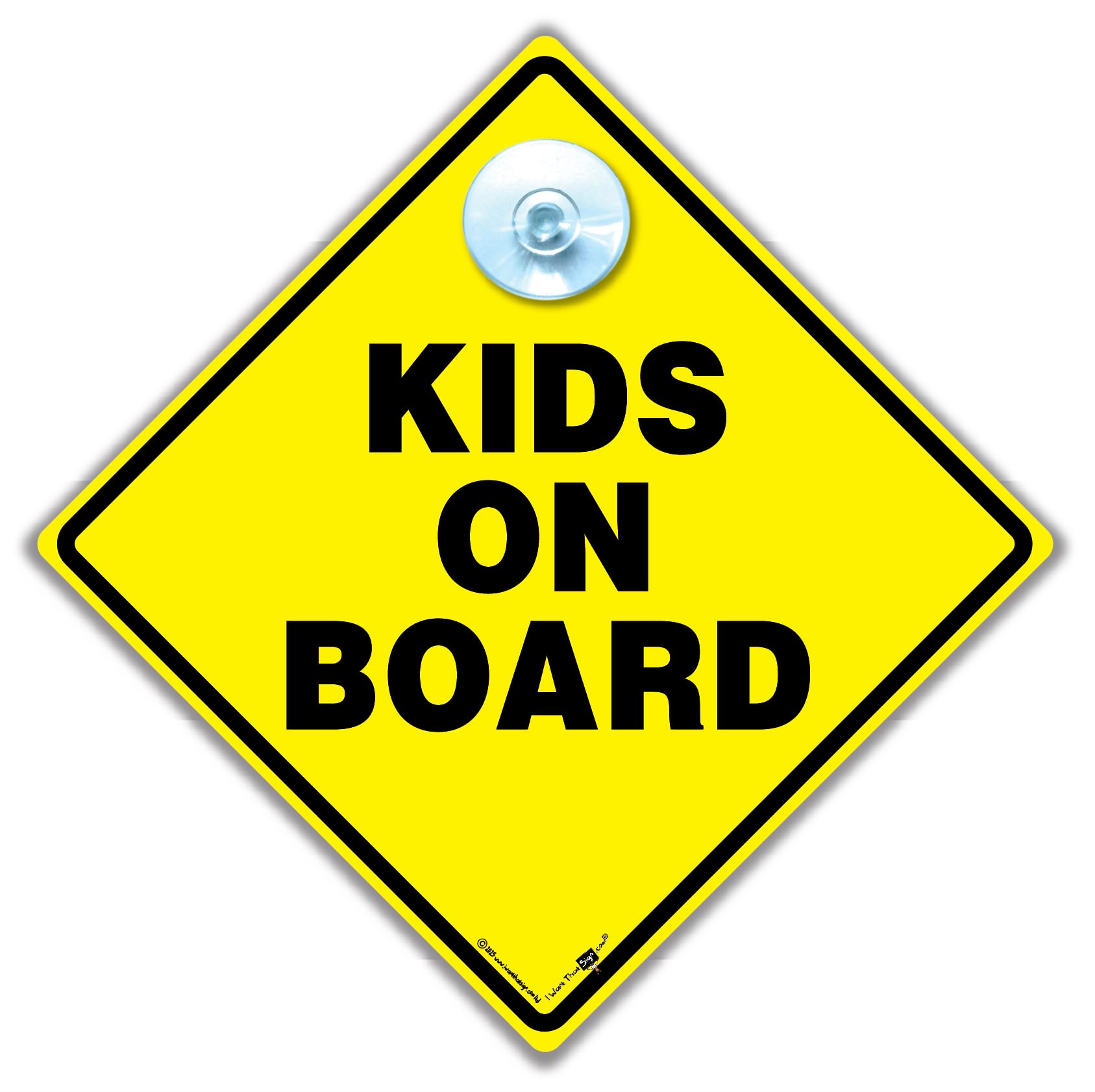 Kids On Board Car Sign, Baby On Board Car Sign in Yellow and Black, Suction Cup Kids Car Sign