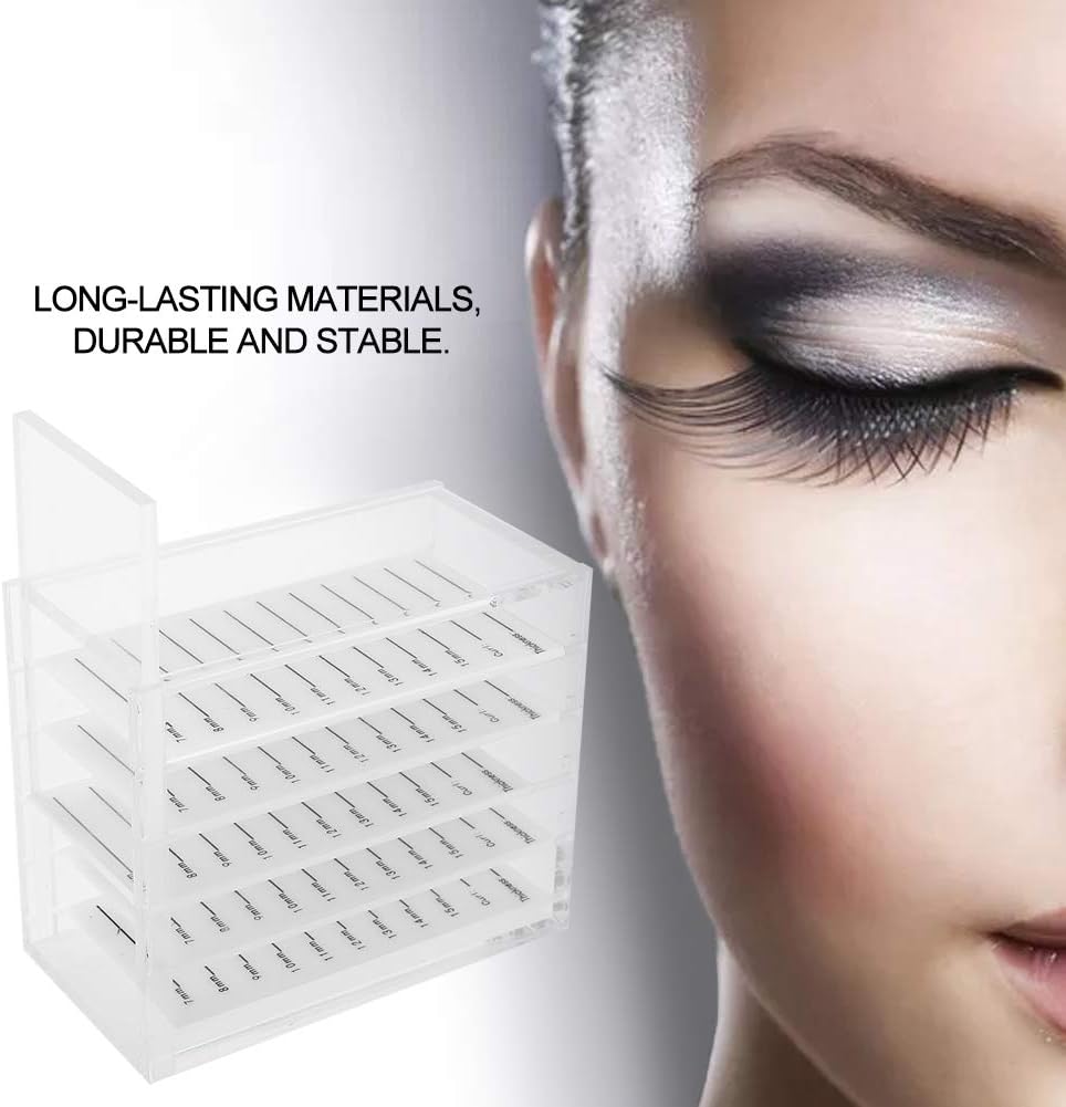 5 Layers Plastic Eyelash Storage Box, Grafting Eyelashes Glue Pallet Holder, 7-15mm Scale Line - Image 4