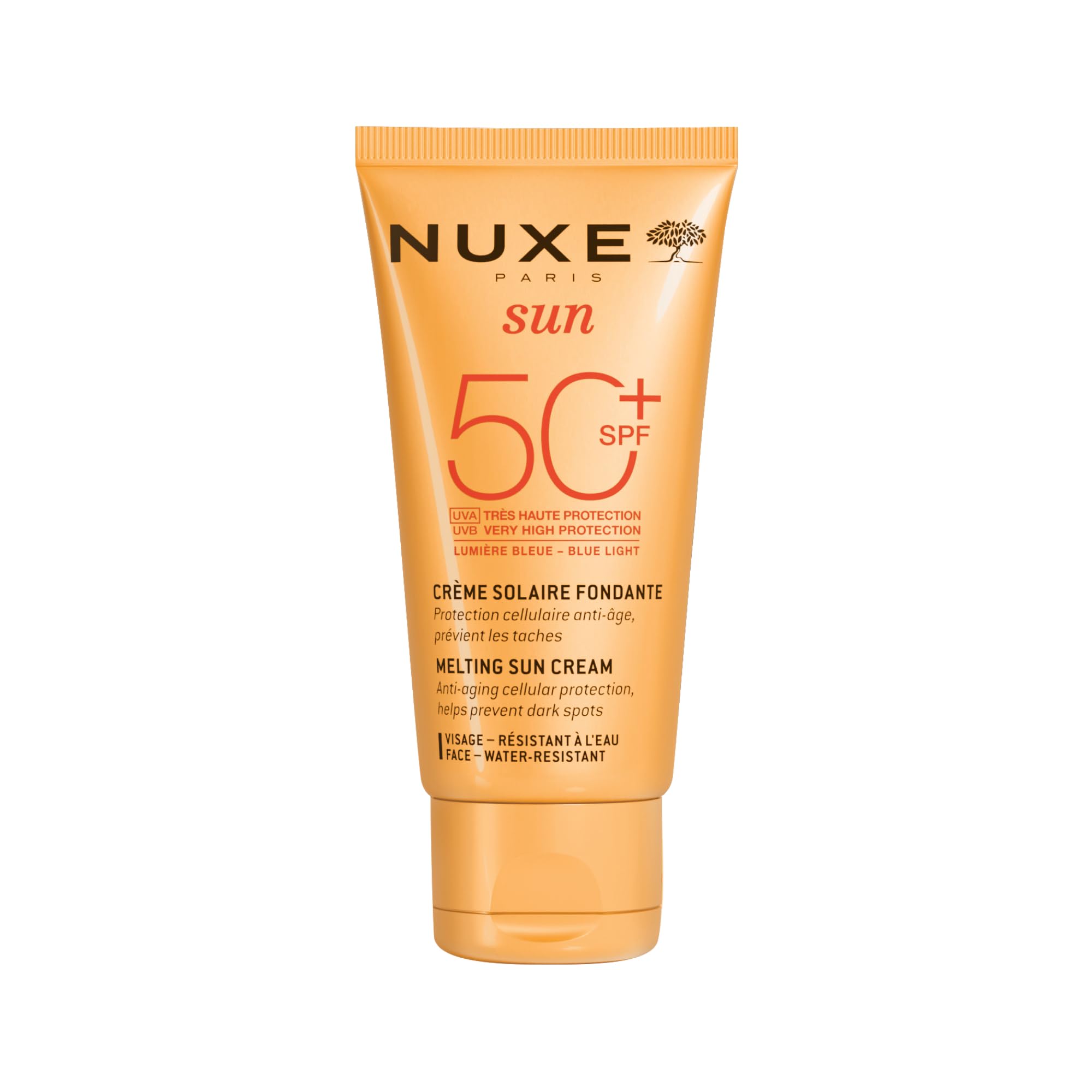 Nuxe Sun Melting Sun Cream SPF 50, 50ml, Broad-Spectrum Face & Body Sunscreen, Protects from UVA/UVB Rays & Enhances Tan, With Patented Filter System, Vegan Formula