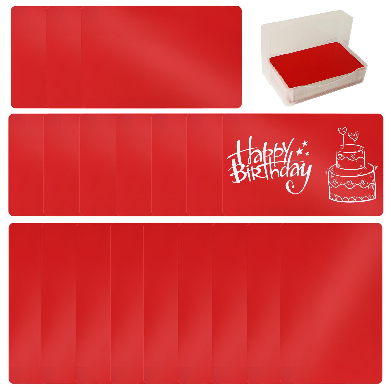 FONLAND Metal Cards Blank, 100Pcs Metal Cards Engraved, Metal Business Cards Engraving Aluminium Alloy Thickness for Customer DIY Gift Lable Tag Cards 10 Colors (Optional)(Red)