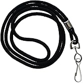 Specialist ID Bulk 25 Pack - Premium Round ID Badge Holder Neck Lanyards for Badges and Name Tags - 36 in Non-Breakaway Heavy Duty Rope Cord & Secure Metal Swivel J Hook Clip (Black)