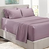 Hearth & Harbor Extra Deep Pocket Sheet Sets, Luxury Soft 6 Piece Bed Sheet Set Fits Mattress 18-24 Inches - King, Dusty Purple