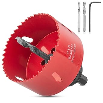 Starvast Lame De Scie Cloche 80 Mm Tres Resistante Bimetallique Avec Adaptateur Hexagonal Et Foret De Centrage Ideal Pour Ranger Les Cables De Bureau œillets De Bureau En Plastique Rouge