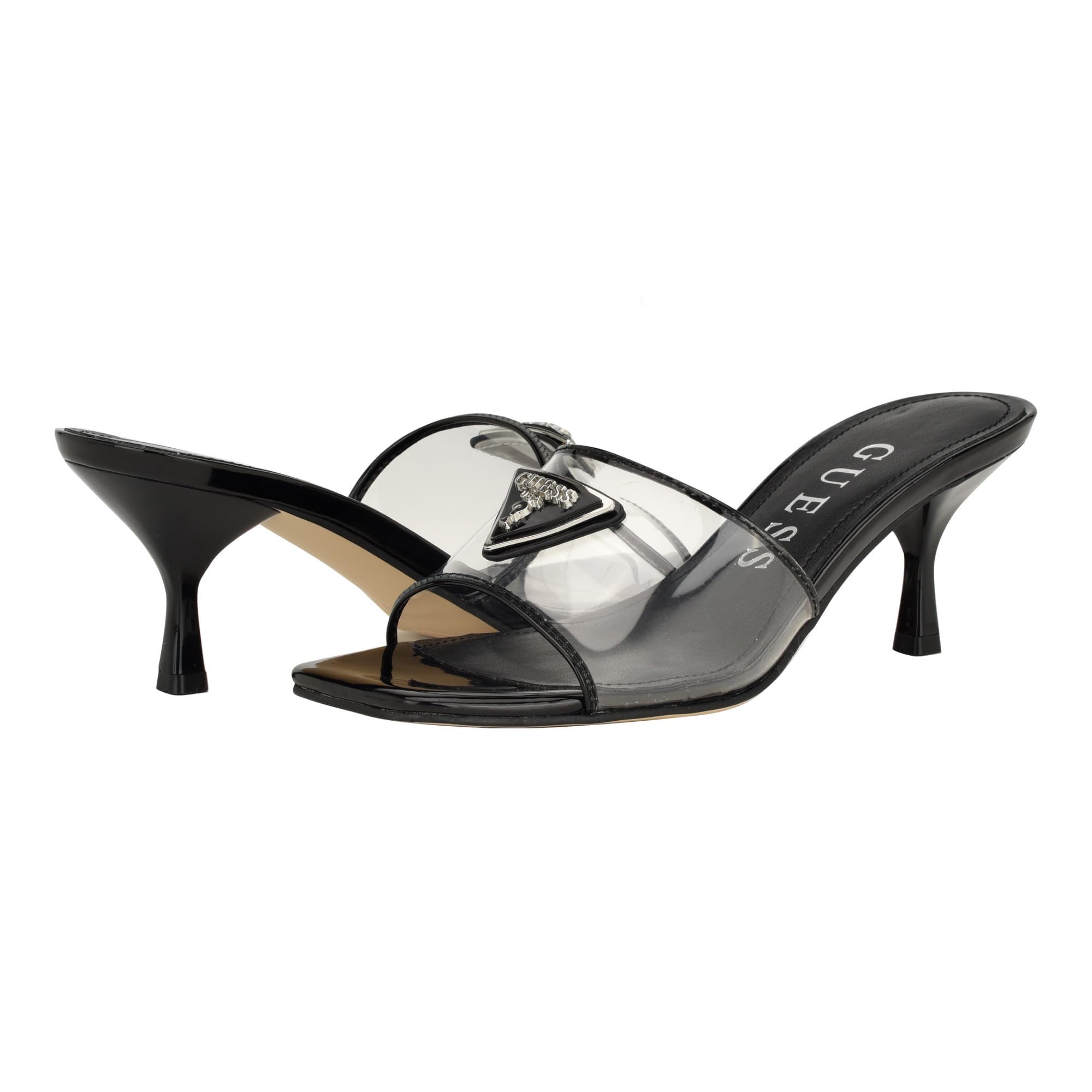 GUESS Women’s LUSIE Heeled Sandal, Black 001, 7.5
