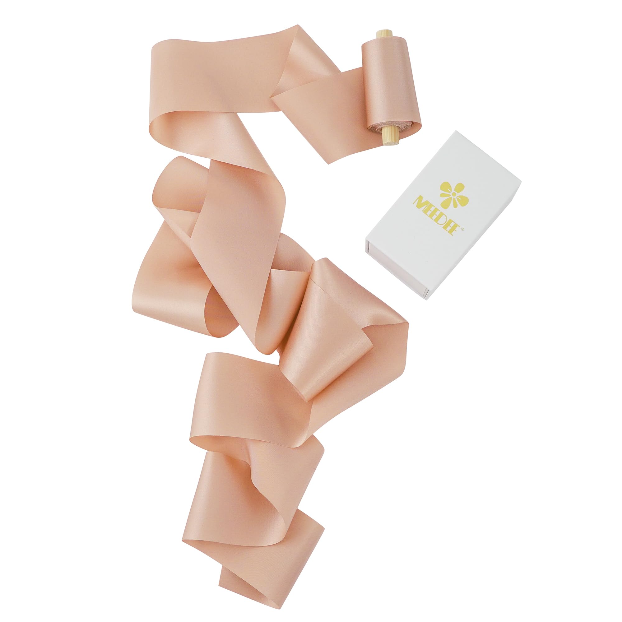 Photo 1 of MEEDEE Peach Silk Ribbon - 2 Inch Silk Satin Ribbon, 5 Yards On Spool, Perfect for Crafts, Wedding Decor, Flower Bouquet, Bridal Shower Decor