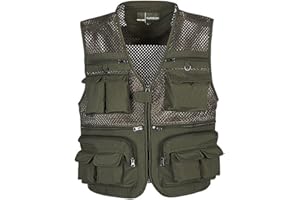 Ziker Men's Mesh Breathable Openwork Camouflage Journalist Photographer Fishing Vest Waistcoat Jacket Coat