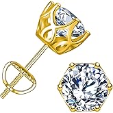 TCXOO Moissanite Stud Earrings For Women,VVSI D Color 0.6CT-4.0CT Lab Created Moissanite Diamond Earrings,18K White Gold Plated 925 Sterling Silver Stud Earrings For Men