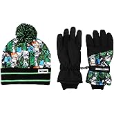 Minecraft Time to Mine Kids Pom Beanie & Ski Gloves Set