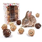JanYoo Rabbit Chew Toys Ball Bunnies Accessories Supplies Natural for Cage Treats Hamster Guinea Pig Teeth Play Set(12 Pcs)