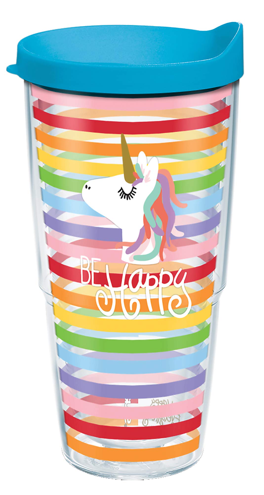 Tervis Everything Made in USA Double Walled Insulated Tumbler, 24oz, Be Happy Unicorn