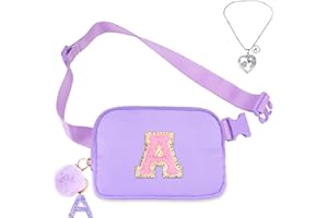 LUCHIKE Belt Bag Fanny Pack for Girls - Women Initial Crossbody Bag for Birthday Gifts for 5 6 7 8 9 10 11 12 13 Year Old A