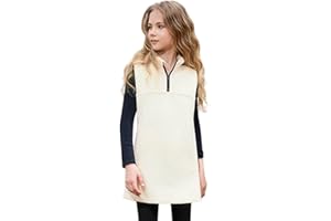 JXSTAR Girls Fleece Dress Quarter Zip Sleeveless Pullover Sweatshirt Polar Winter Thermal Vest Dress with Pocket