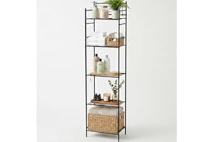 LEEDA 5-Tier Metal Shelving Unit, Sturdy Bathroom Storage Shelf & Free Standing Towel Rack with Adjustable Feet, Open Floor S