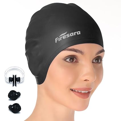 Firesara Swim Cap Silicone Swimming Cap For Long Short Hair 3d