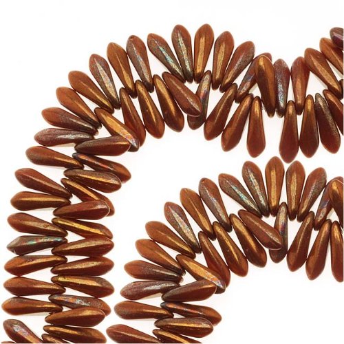 Jablonex Czech Glass 3 x 10mm Dagger Beads - Copper Iris (50)