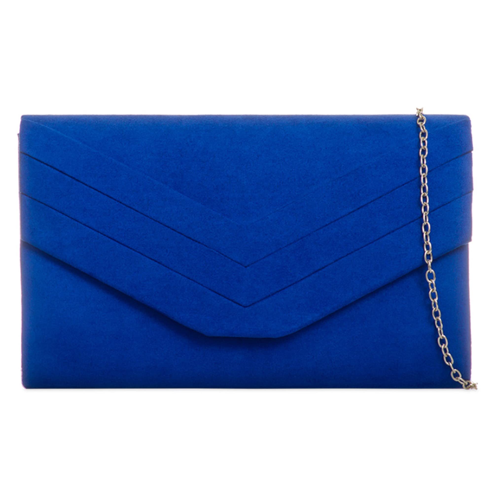 fi9 Women's Stylish Suede Envelop Style Bridal Wedding Evening Clutch Party Purse Hand Bag (Royal Blue)